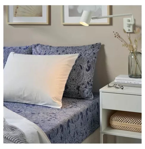 IKEA JÄTTEVALLMO Fitted Bed Sheet Dark Blue/White Pattern