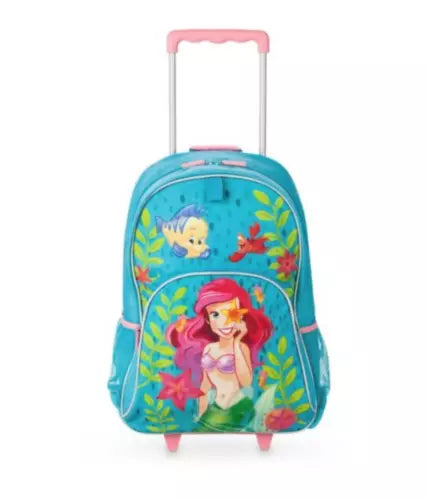 Disney Store official Ariel Little Mermaid Rolling Trolley Backpack