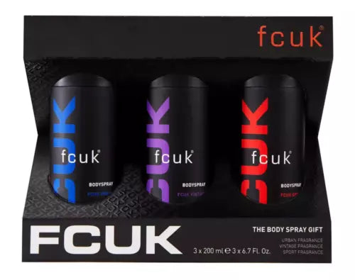 FCUK Mens Body Spray Bodyspray Gift Set Vintage Urban Sport