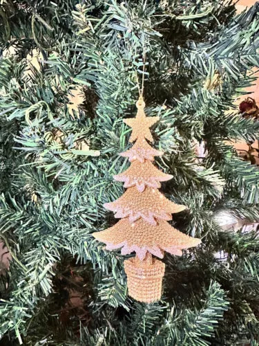 Gold Silver Glitter Christmas Tree Hanging Ornament