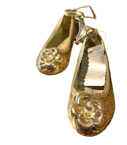 Disney Store Official Princess Flat Gold Glitter Shimmer Shoes