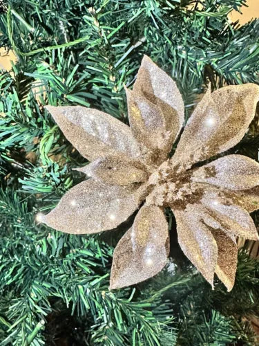Gold Flower Hanging Clip On Ornament Christmas Tree