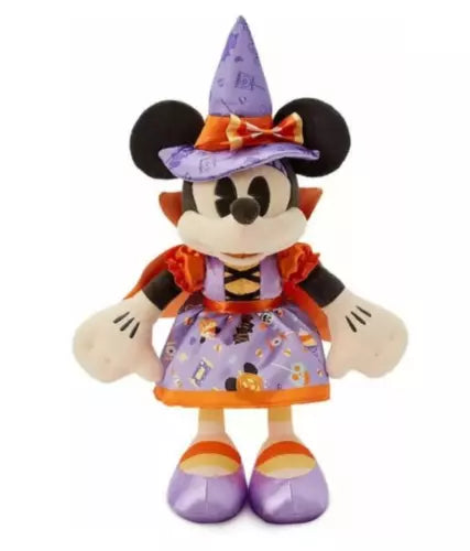 Disney Store Minnie Mouse Halloween Pumpkin WITCH Soft Plush Doll Toy