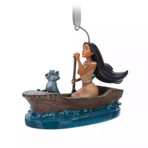 Disney Store Pocahontas in boat with Meeko Hanging Ornament