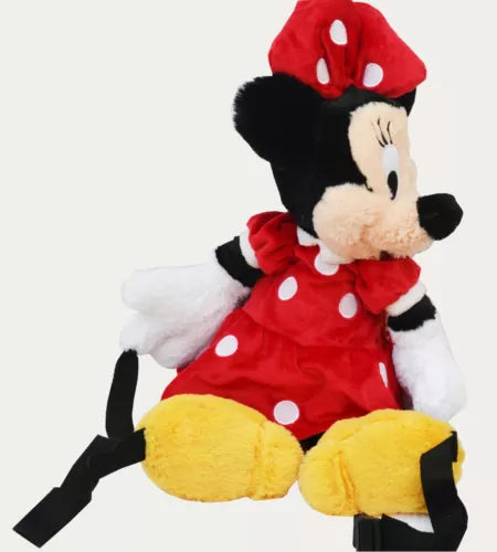 Disney store official Red Minnie Mouse plush soft Doll backpack for kids