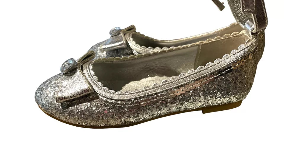 Disney Store Official Princess Flat Silver Glitter Shimmer Shoes for Girls