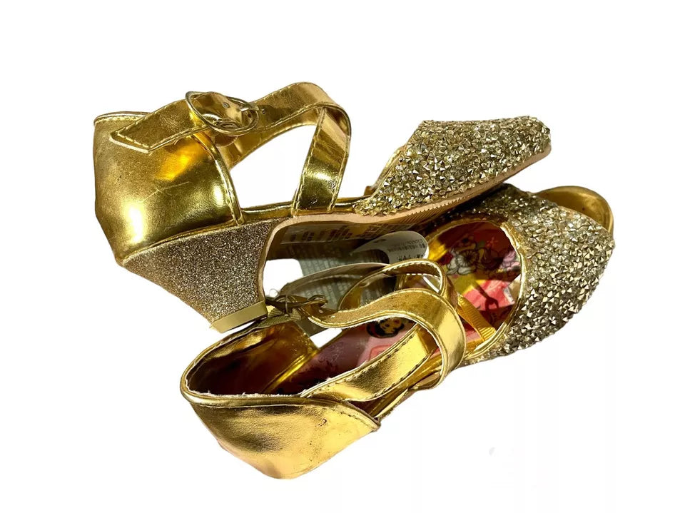 Disney Store Official Princess Gold Glitter Shimmer Formal Shoes Girls