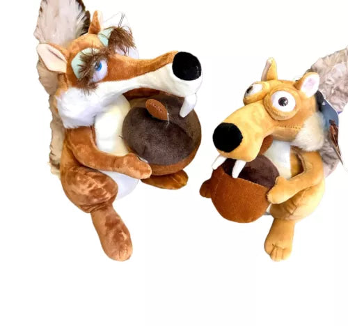 Ice Age Dawn of the Dinosaur Set of 2 soft Plush Animal Toys Scrat & Scratte