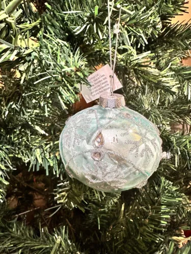 Blue Glitter Ball Snowflake Christmas Hanging Ornament
