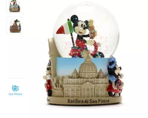Disney Store Mickey and Minnie Mouse Rome Snow Globe