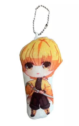Demon Slayer Kimetsu no Yaiba Agatsuma Zenitsu 2 faces Soft Plush keychain ring
