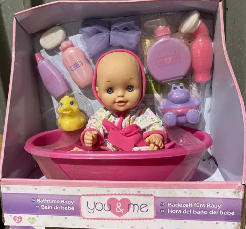 Toys R Us you & me bathtime baby doll 12" NEW bathtub