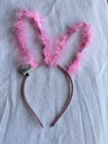 Faux Rabbit Ears Flashing Led Headband Party Easter Gift One size Baby Pink