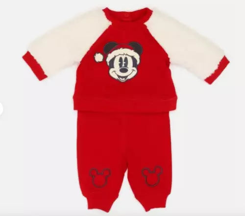 Disney Store Mickey Mouse Vintage Christmas Baby Top and Bottoms Set