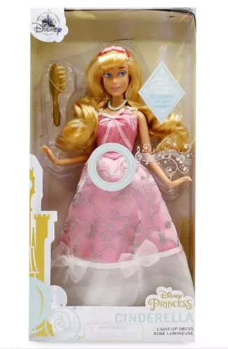 Disney Princess Cinderella Premium Barbie Doll Pink Light Up Dress