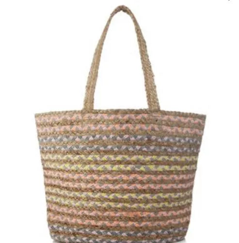 Womens Beach Bag Nine Savannah Miller Multi Stripe Jute Shopper