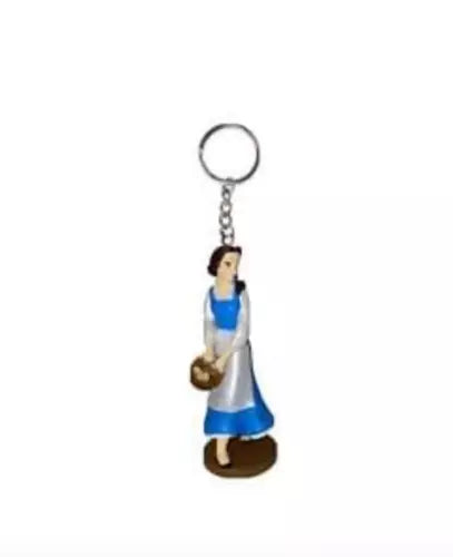 Disney Princess Belle Blue Figurine with basket keychain/ keyring