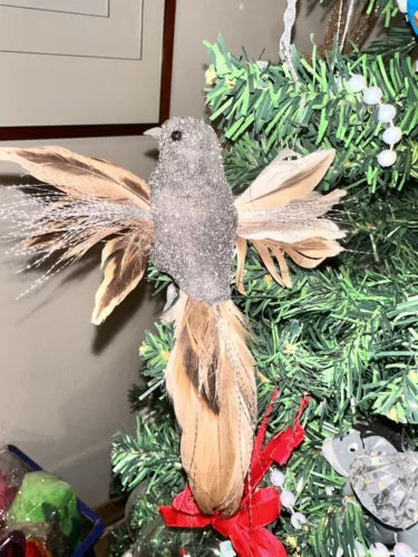 Gold Silver Bird Hanging Christmas Tree Clip On Ornament