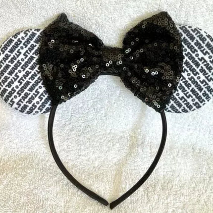 Minnie Mouse Black sequence glitter Star Wars ears headband