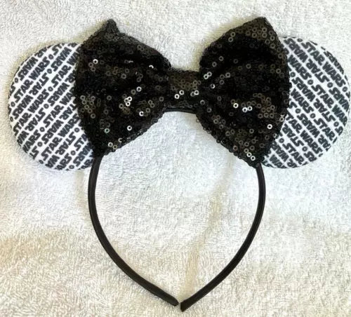 Minnie Mouse Black sequence glitter Star Wars ears headband