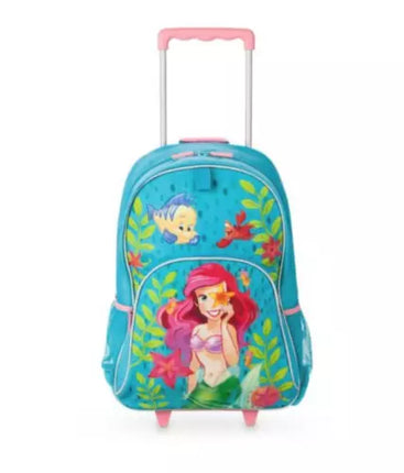 Disney Store official Ariel Little Mermaid Rolling Trolley Backpack