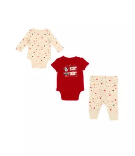 Disney Store Minnie Mouse Vintage Christmas Baby Body Suits & Bottoms Set