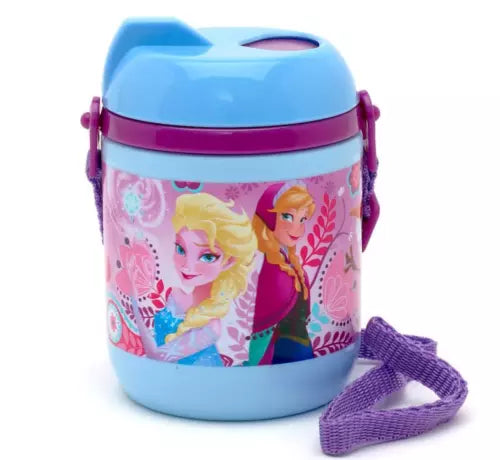 Disney store Frozen small Blue Elsa Anna plastic water bottle