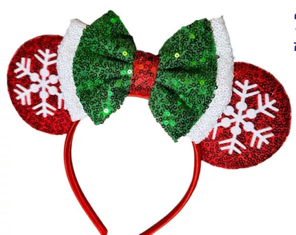 Disney Christmas Minnie Snowflake Bow Sequin Headband