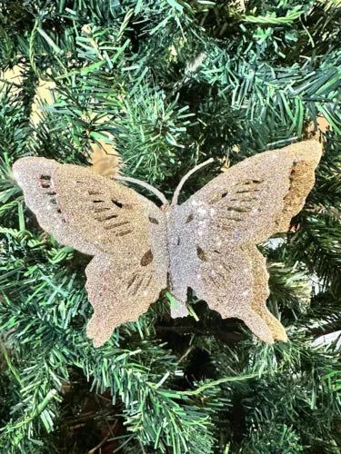 Gold Silver Hanging Butterfly Clip On Christmas Tree Ornament