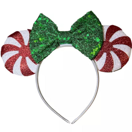 Disney Christmas Minnie Bow Candy Cane Sequin How Halloween Headband