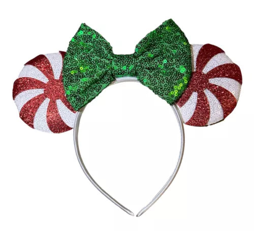 Disney Christmas Minnie Bow Candy Cane Sequin How Halloween Headband