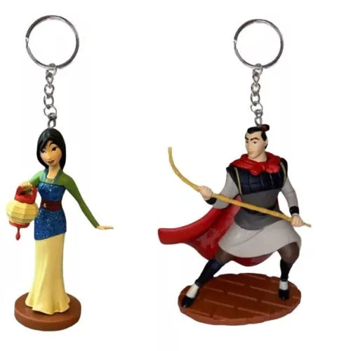 Princess Mulan & Li Shang Key Ring Keychain Figure Charm Dangler Ornament
