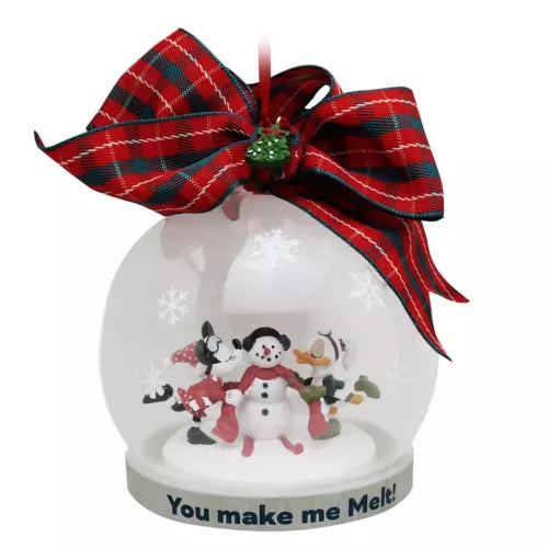 Disney Store Minnie Daisy kissing snowman glass