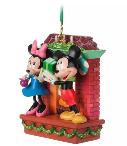 Disney Store Mickey and Minnie Festive Hanging Sketchbook Ornament