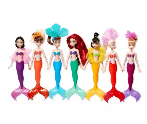 Disney Store official Ariel and Sisters 7 Dolls set