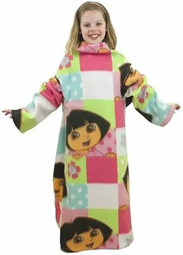 Official Dora The Explorer Girls Childrens Snuggle Soft Sleeved Fleece Blanket