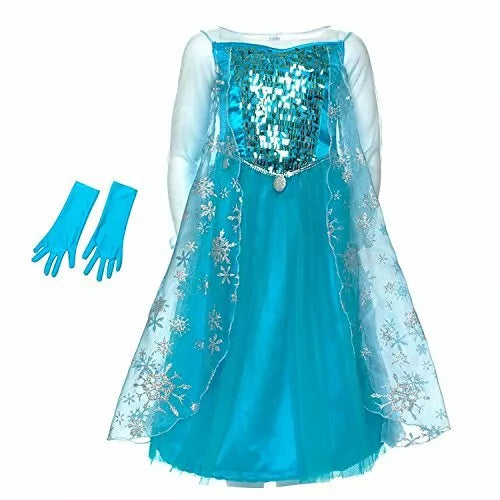 Disney Store Frozen Princess Elsa Costume Dress with Gloves