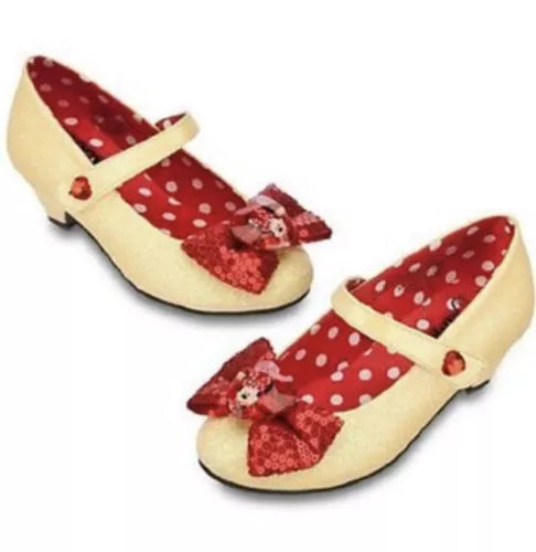 Disney Store Minnie Mouse Gold Glitter Yellow heel formal shoes