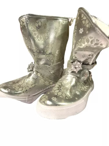 Disney Warm Ice Snow Fur Silver costume Boots
