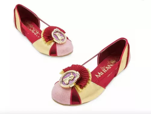Disney Store Princess Mulan Girl kid Shoes size UK 9/10 EU 27/28 GOLD PINK RED