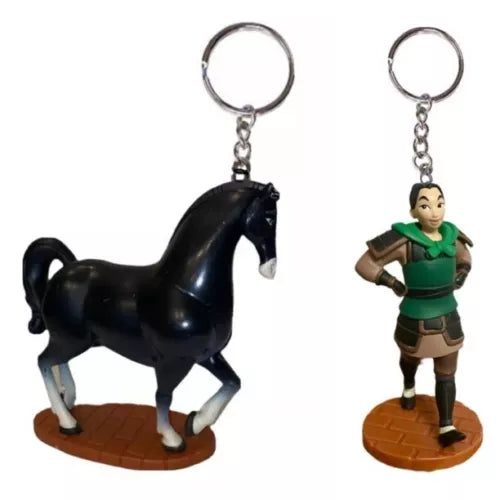 Mulan Warrior Soldier & Khan Horse Key Ring Keychain