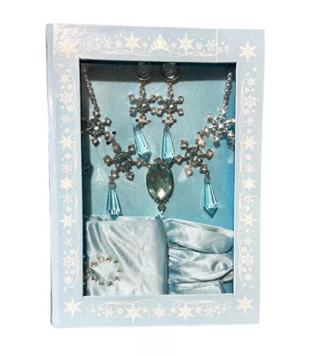 Disney Store Frozen Elsa Accessory Jeweller Necklace earrings set & Gloves