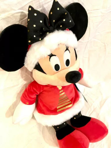 Disney Store Minnie Mouse Red Christmas Santa Soft Plush Doll