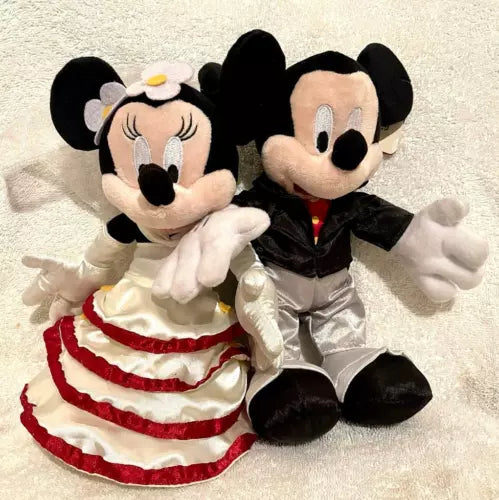 Disney store official Mickey Minnie Mouse wedding soft plush doll