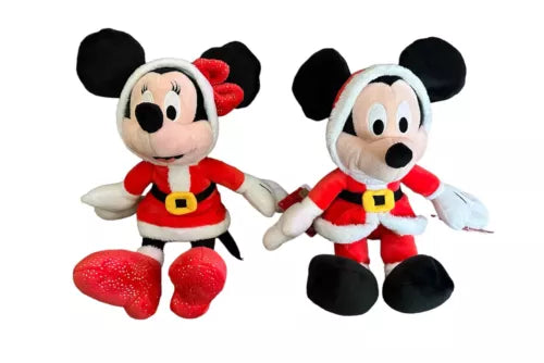 Disney Mickey & Minnie Mouse Red Christmas Santa Soft Plush Doll