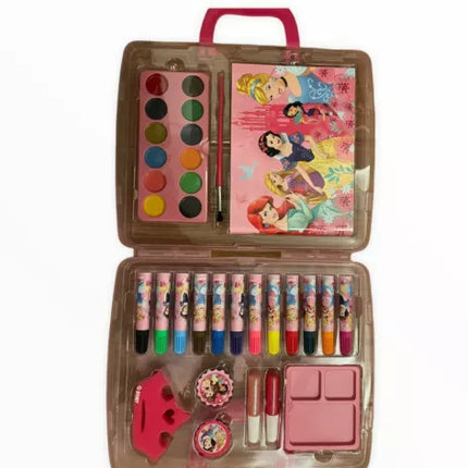 Disney Princess colour paints brush markers carry case