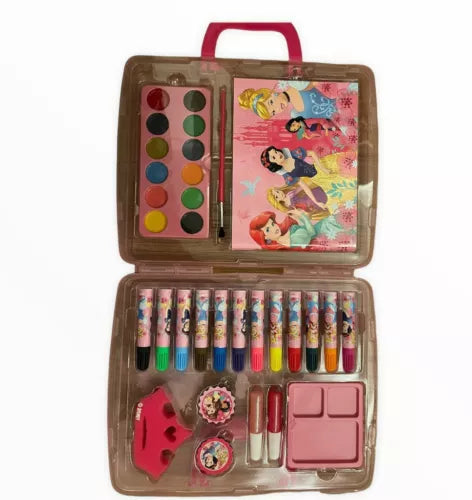 Disney Princess colour paints brush markers carry case