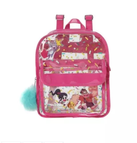 Disney Store Wreck-It Ralph Backpack Pink Transparent pom pom