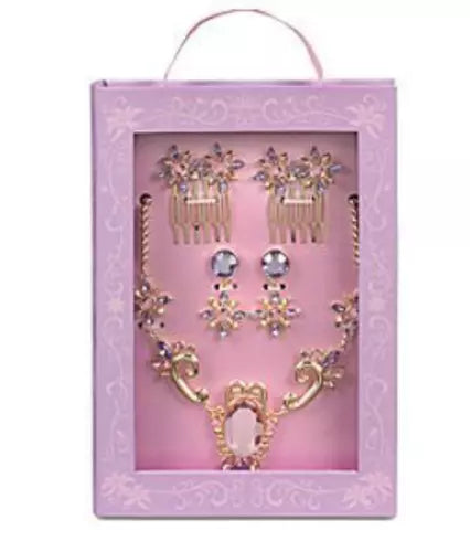 Disney Store Princess Rapunzel Costume Accessory Set Necklace Earrings Hair Comb