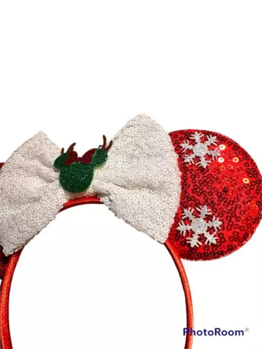 Disney Christmas Minnie Reindeer Snowflake Sequin Headband